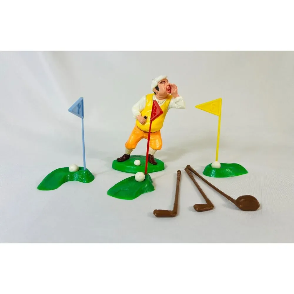 Vintage 1974 Wilton Golf Cake Decorating Accessories Club Flag Golfer